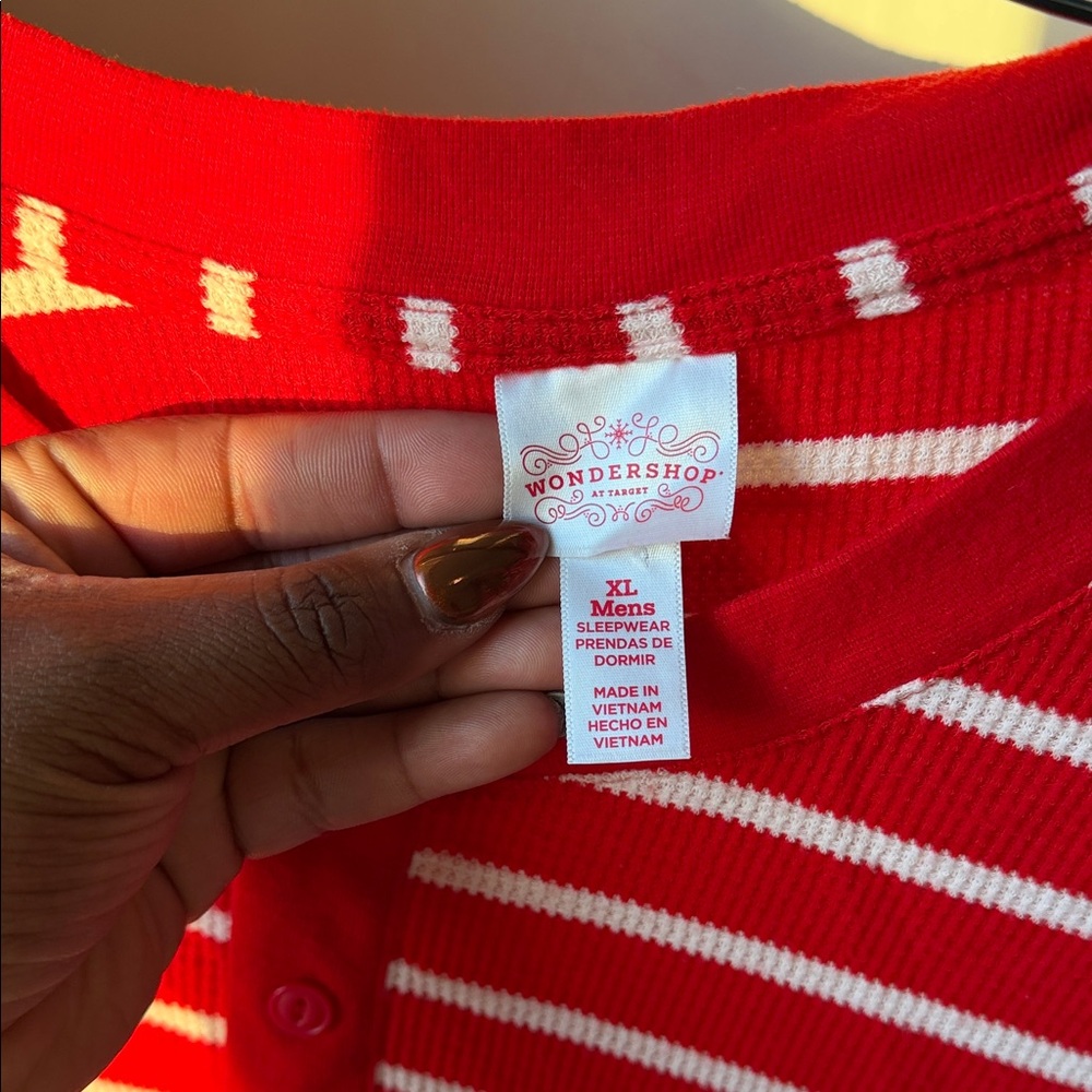 Wondershop Striped Red and White adult Christmas Pajama Set - Picture 3 of 4